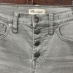 Madewell women's size 25 green 9" high rise 4 button stretchy jeans